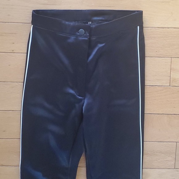 H&M high waist stretch satiny side stripe pants 2 - Picture 2 of 7